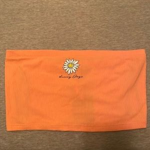 Cute Forever 21 orange Strapless crop top size small!  “Sunny Days”